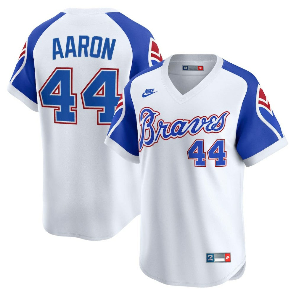 Hank Aaron Atlanta Braves Nike Throwback Cooperstown Collection Limited Jersey - White - Nike Sale