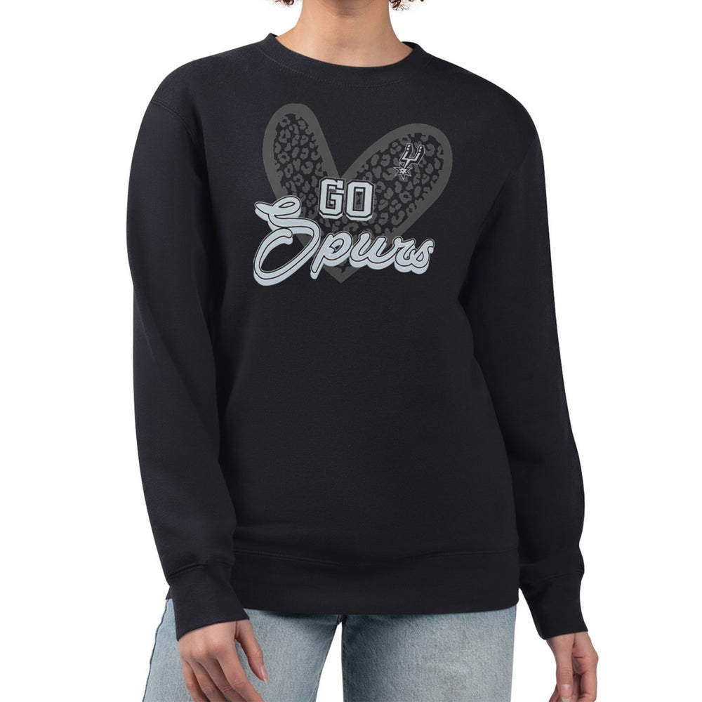 San Antonio Spurs G-III 4Her by Carl Banks Women's Leopard Heart Fleece Pullover Sweatshirt Black