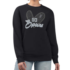 San Antonio Spurs G-III 4Her by Carl Banks Women's Leopard Heart Fleece Pullover Sweatshirt Black