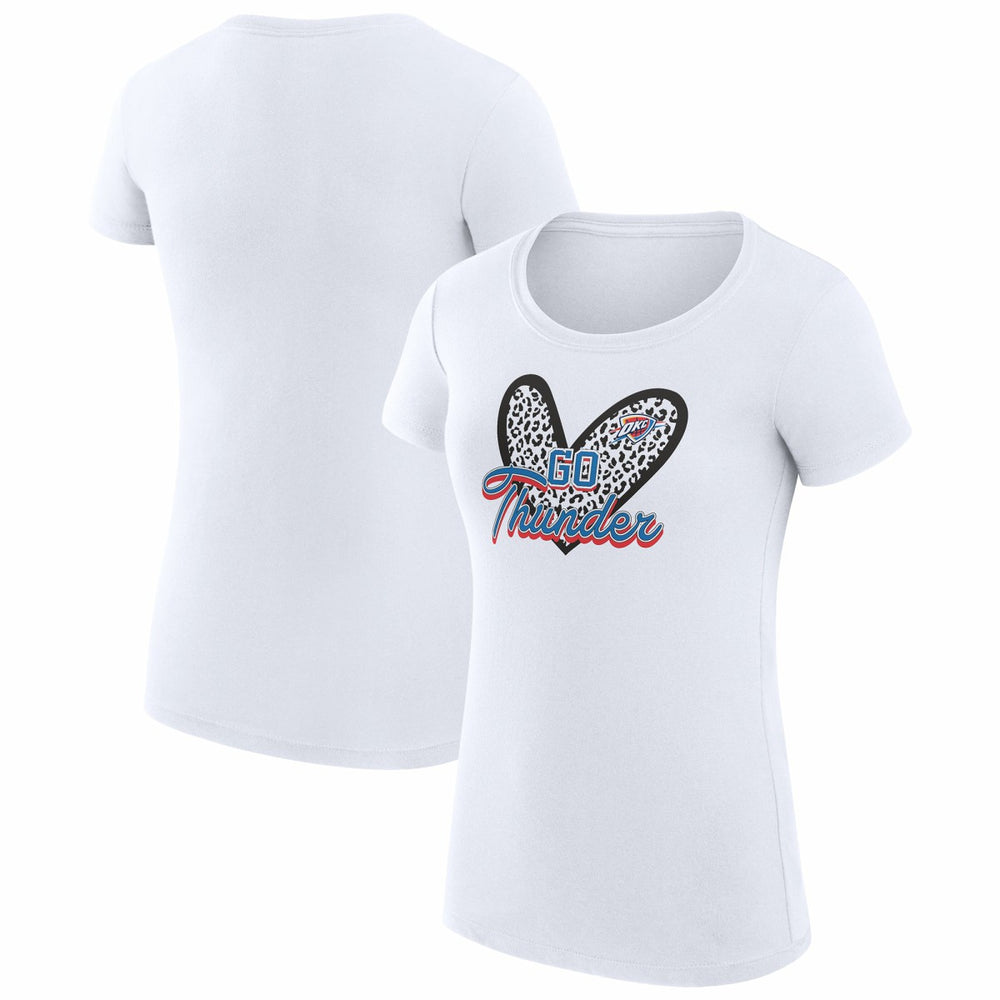 Oklahoma City Thunder G-III 4Her by Carl Banks Women's Super-Slim Fit Lightweight Leopard Heart T-Shirt White