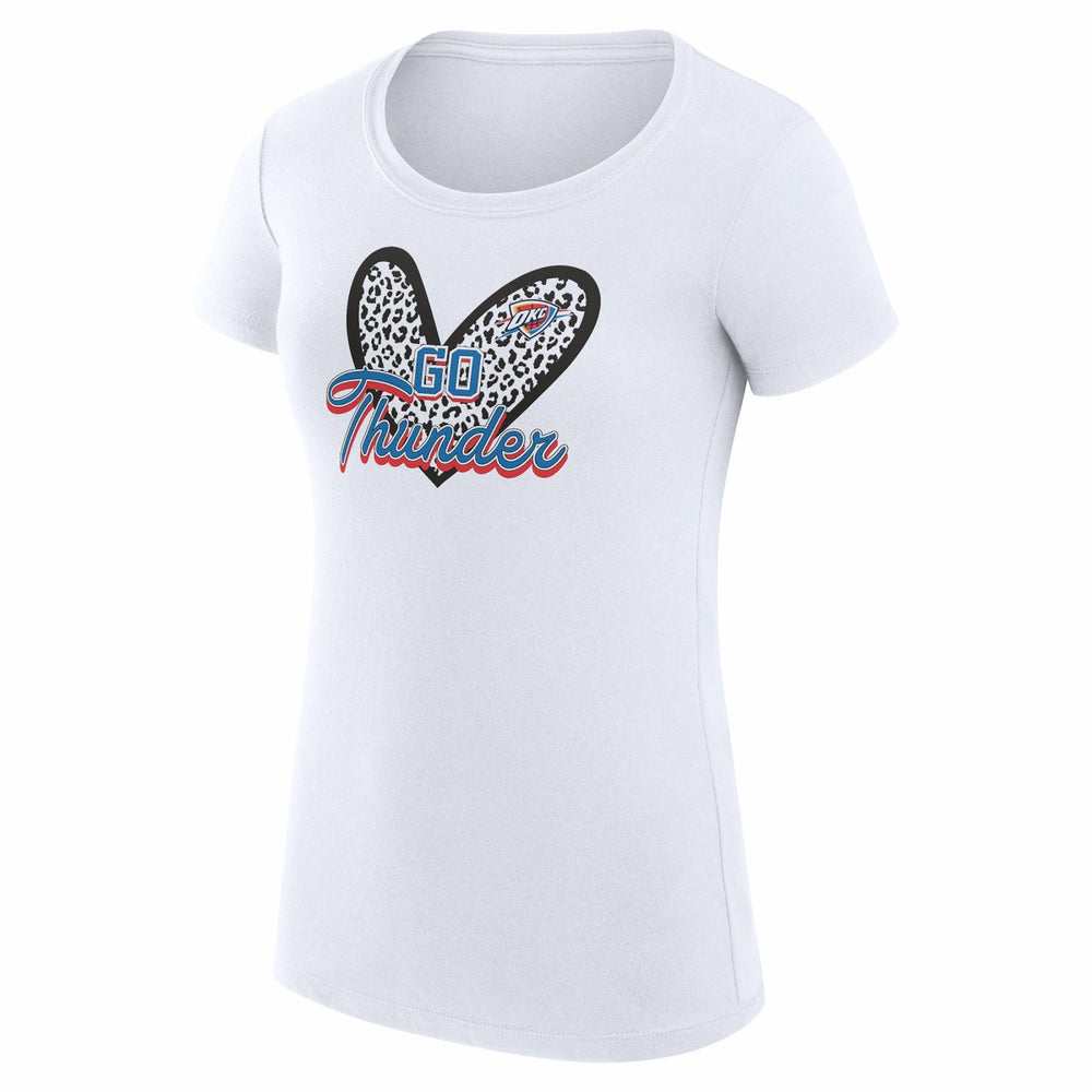 Oklahoma City Thunder G-III 4Her by Carl Banks Women's Super-Slim Fit Lightweight Leopard Heart T-Shirt White