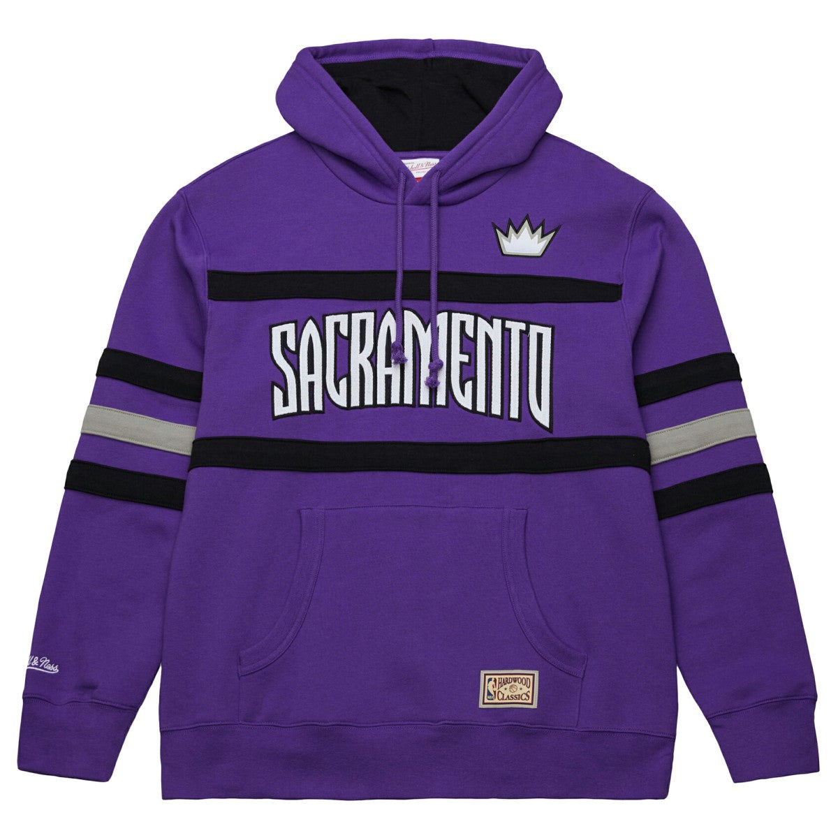 Sacramento Kings Hardwood Classics Nights Head Coach Pullover Hoodie Purple | Mitchell & Ness Lifestyle