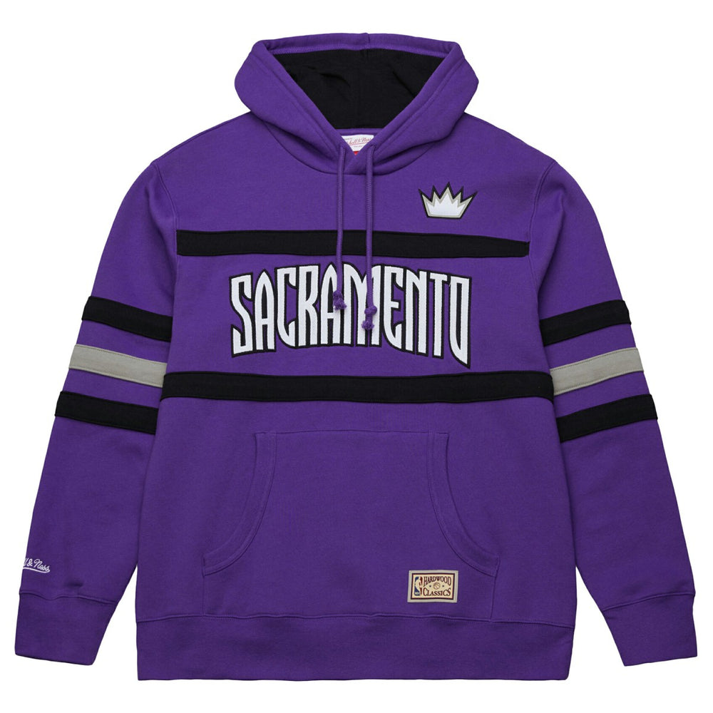 Sacramento Kings Hardwood Classics Nights Head Coach Pullover Hoodie Purple | Mitchell & Ness Lifestyle