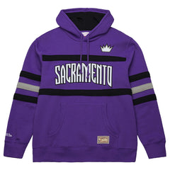 Sacramento Kings Hardwood Classics Nights Head Coach Pullover Hoodie Purple | Mitchell & Ness Lifestyle
