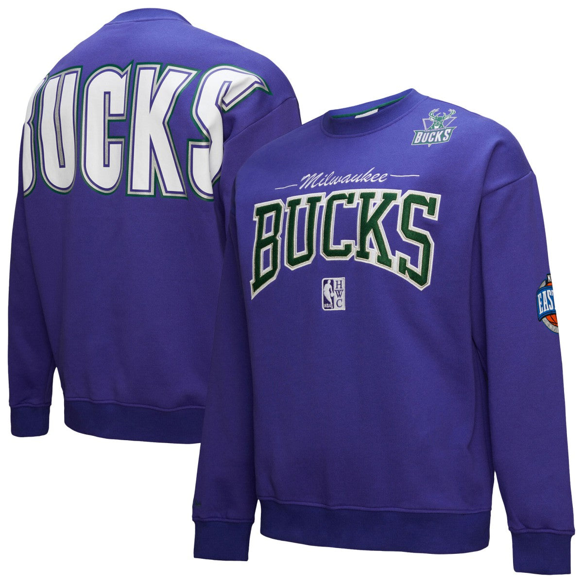 Milwaukee Bucks Hardwood Classics There & Back 2.0 Vintage Pullover Sweatshirt Purple | Mitchell & Ness