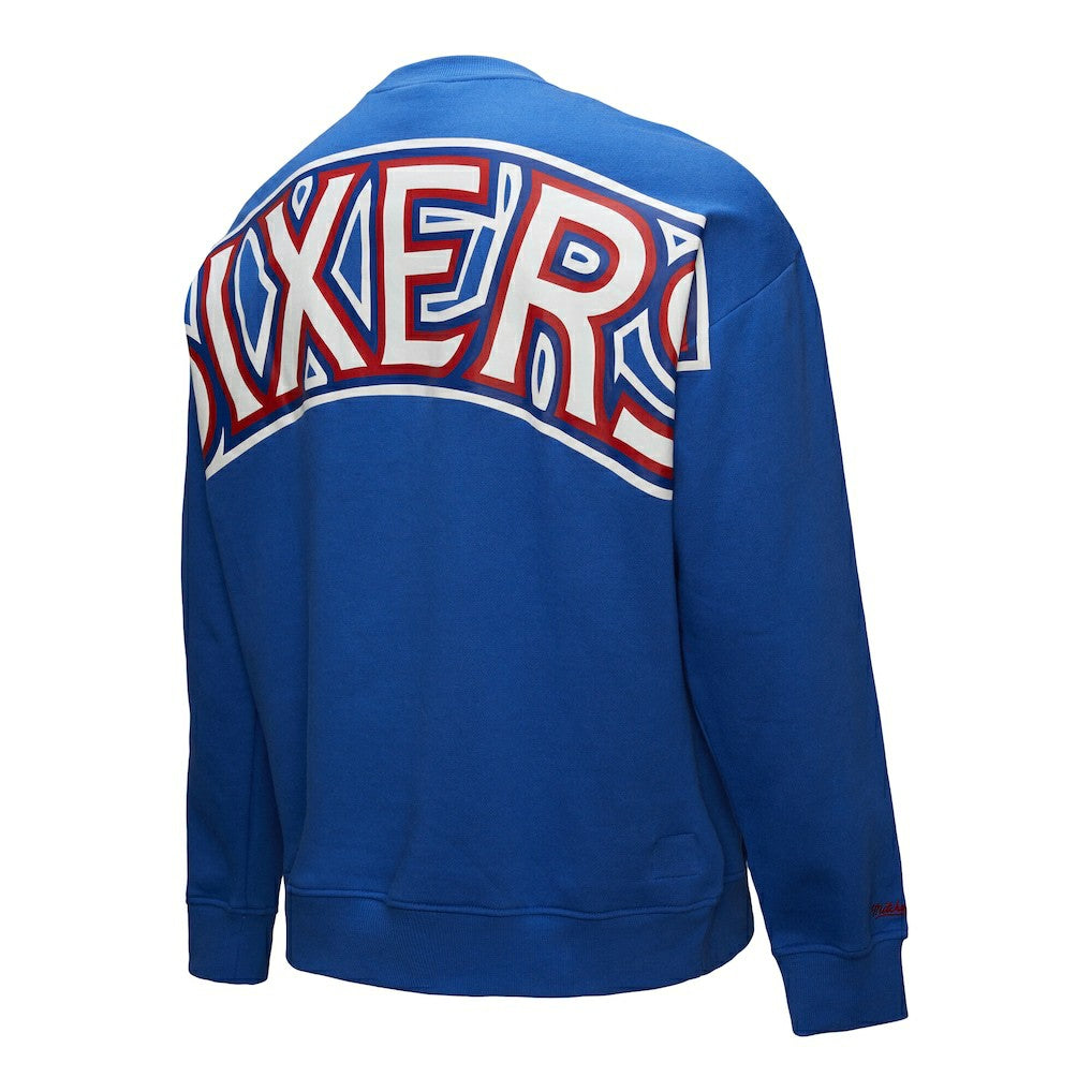 Philadelphia 76ers Hardwood Classics There & Back 2.0 Vintage Pullover Sweatshirt Royal | Mitchell & Ness Near Me