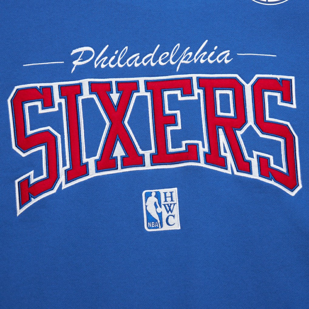 Philadelphia 76ers Hardwood Classics There & Back 2.0 Vintage Pullover Sweatshirt Royal | Mitchell & Ness Near Me