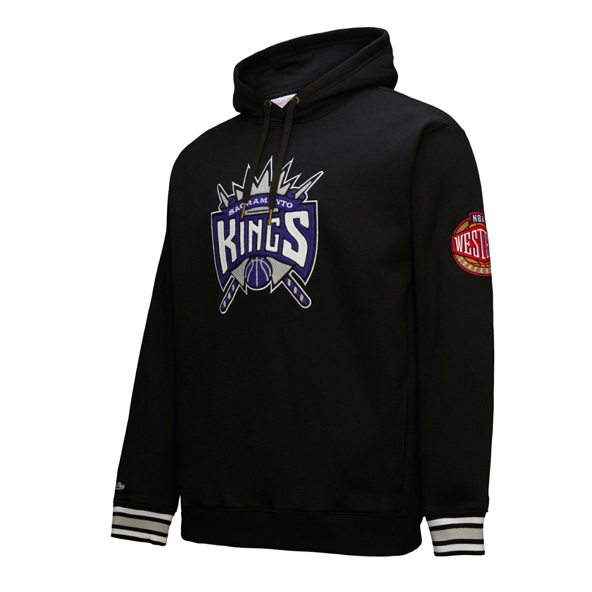 Sacramento Kings Chainstitch Applique Vintage Heavyweight Pullover Hoodie Black | Mitchell & Ness discount