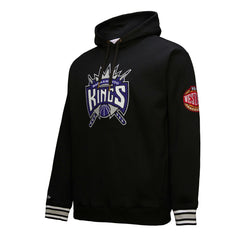 Sacramento Kings Chainstitch Applique Vintage Heavyweight Pullover Hoodie Black | Mitchell & Ness discount