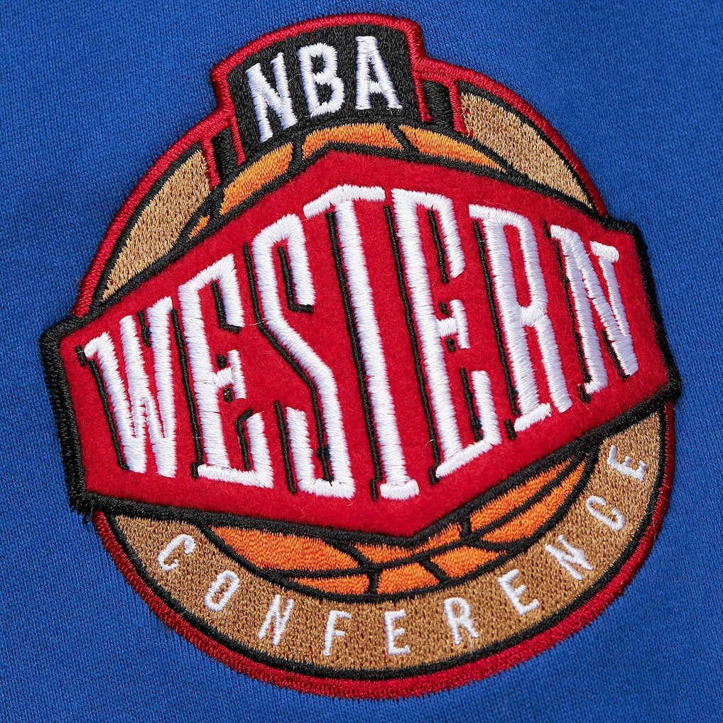 Golden State Warriors Chainstitch Applique Vintage Heavyweight Pullover Hoodie for sale Royal | Mitchell & Ness
