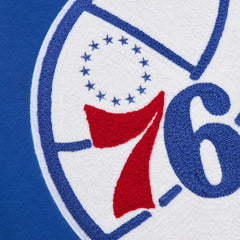 Philadelphia 76ers Chainstitch Applique Vintage Heavyweight Pullover Hoodie Royal | Mitchell & Ness for sale