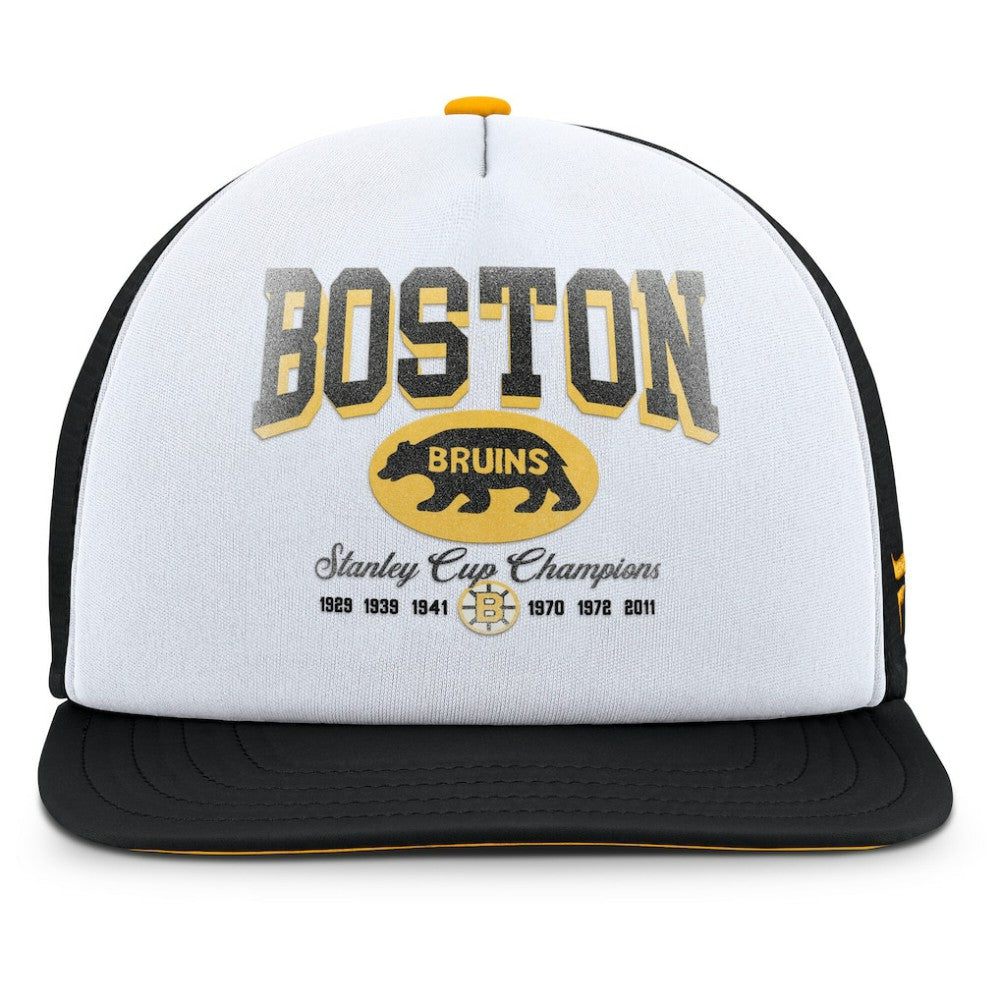 Boston Bruins Fanatics Decades Collection Foam Front Snapback Hat - White/Black - NHL 202097333