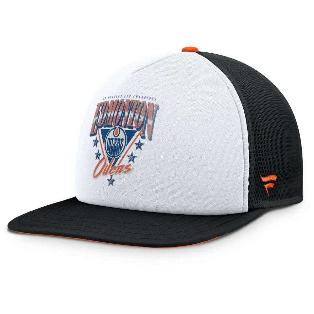 Edmonton Oilers Fanatics Decades Collection Foam Front Snapback Hat - White/Black - NHL 202097336