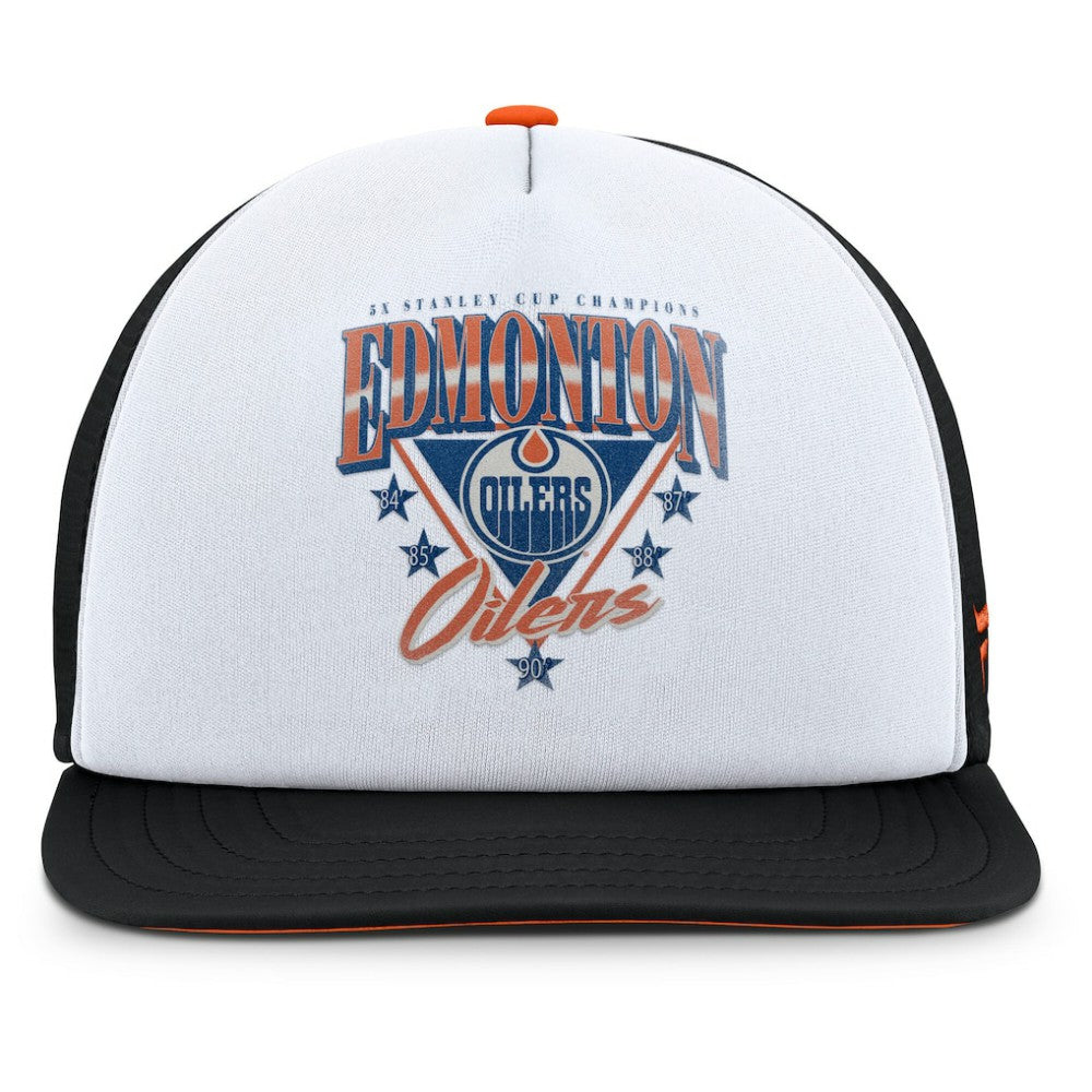 Edmonton Oilers Fanatics Decades Collection Foam Front Snapback Hat - White/Black - NHL 202097336