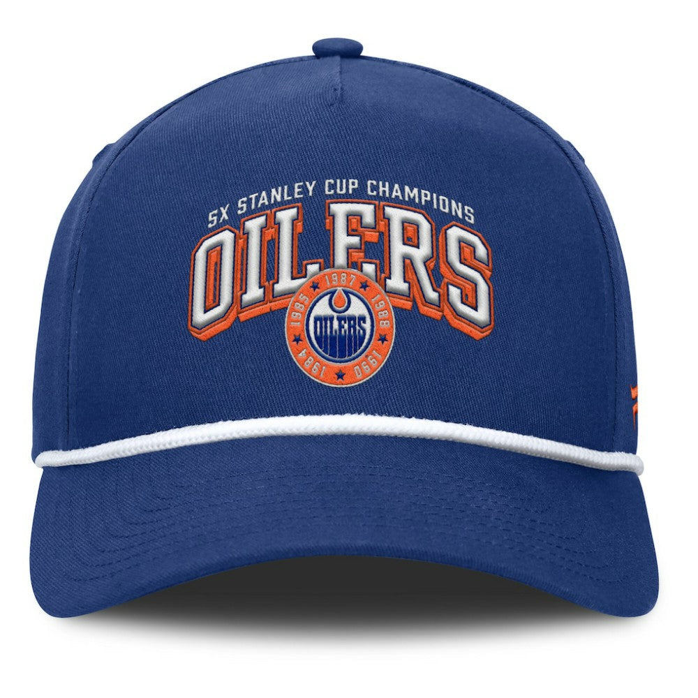 Edmonton Oilers Fanatics Decades Collection A-Frame Rope Adjustable Hat - Royal - NHL 202097347