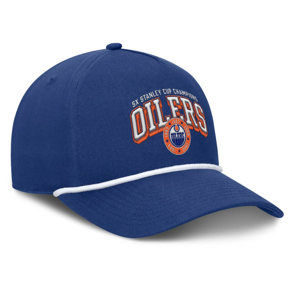 Edmonton Oilers Fanatics Decades Collection A-Frame Rope Adjustable Hat - Royal - NHL 202097347