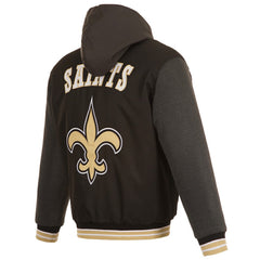 New Orleans Saints JH Design Reversible Twill Hoodie Full-Zip Jacket Black