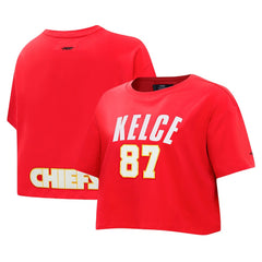 Travis Kelce Kansas City Chiefs Pro Standard Women's Player Name & Number Cropped Boxy T-Shirt Red