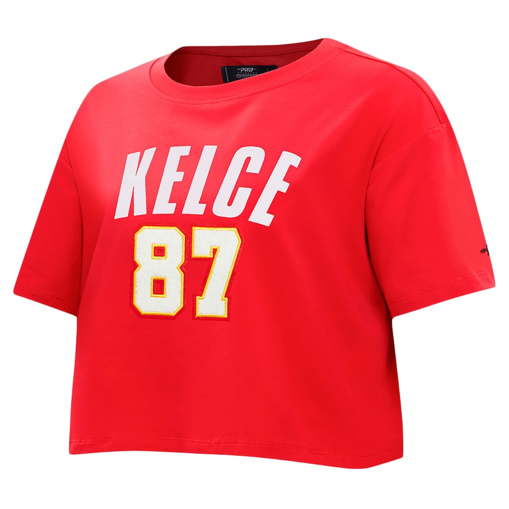 Travis Kelce Kansas City Chiefs Pro Standard Women's Player Name & Number Cropped Boxy T-Shirt Red
