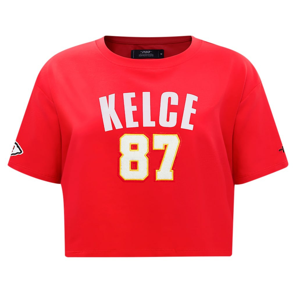 Travis Kelce Kansas City Chiefs Pro Standard Women's Player Name & Number Cropped Boxy T-Shirt Red