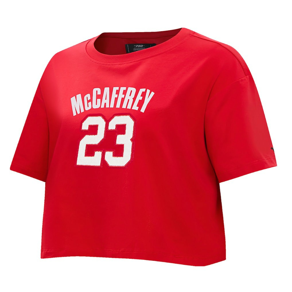 Christian McCaffrey San Francisco 49ers Pro Standard Women's Player Name & Number Cropped Boxy T-Shirt Scarlet
