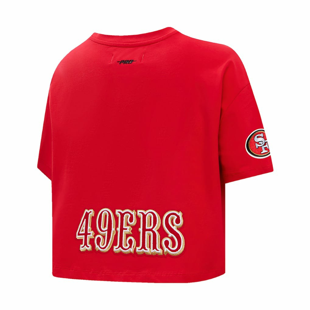 Christian McCaffrey San Francisco 49ers Pro Standard Women's Player Name & Number Cropped Boxy T-Shirt Scarlet