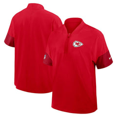 Nike Kansas City Chiefs Sideline Short Sleeve Quarter-Zip Dri-FIT Coach Jacket Red