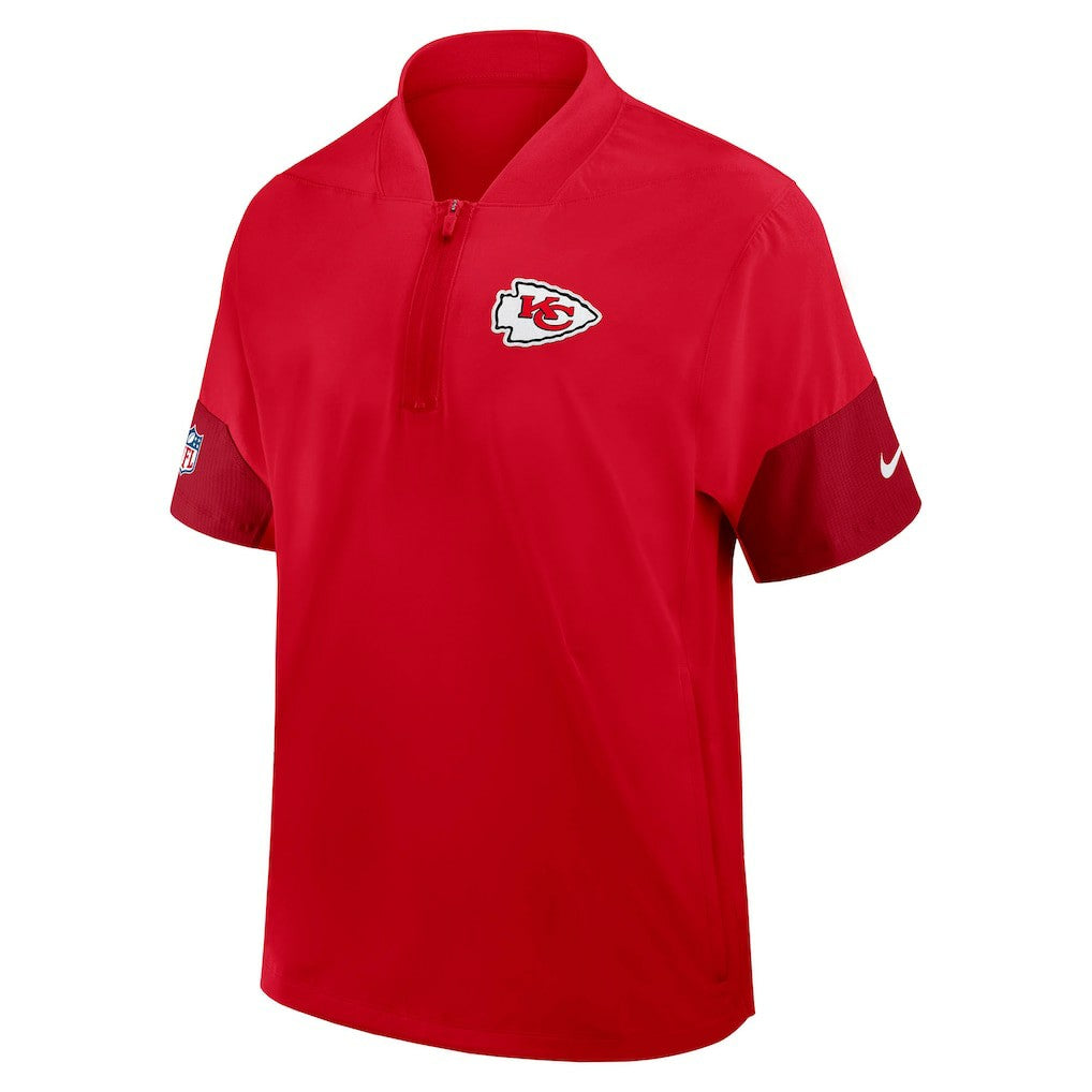 Nike Kansas City Chiefs Sideline Short Sleeve Quarter-Zip Dri-FIT Coach Jacket Red