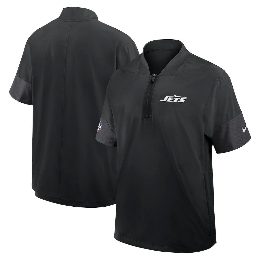 Nike New York Jets Sideline Short Sleeve Quarter-Zip Dri-FIT Coach Jacket Black