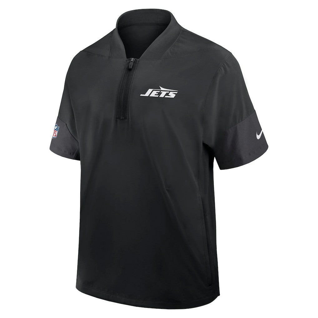 Nike New York Jets Sideline Short Sleeve Quarter-Zip Dri-FIT Coach Jacket Black
