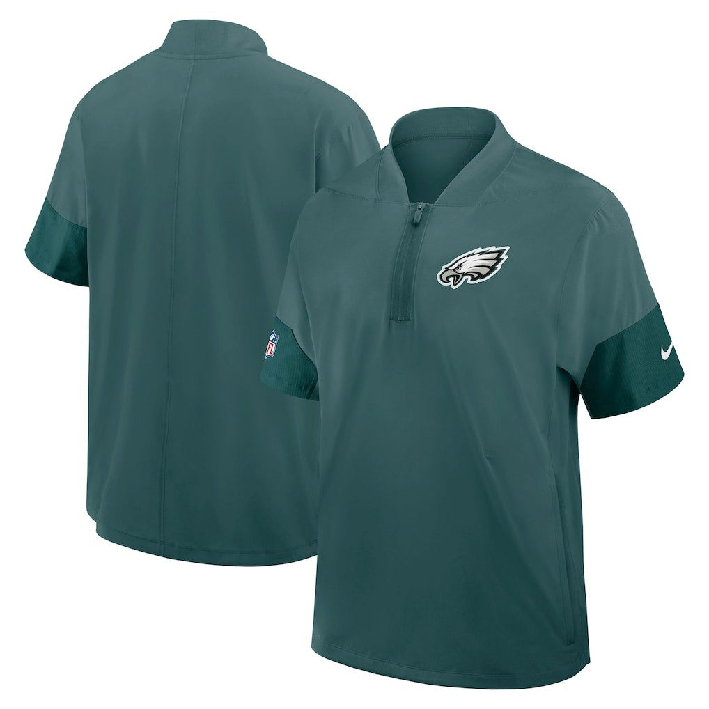 Nike Philadelphia Eagles Sideline Short Sleeve Quarter-Zip Dri-FIT Coach Jacket Midnight Green