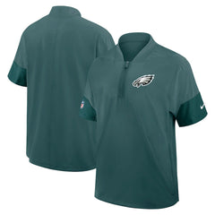 Nike Philadelphia Eagles Sideline Short Sleeve Quarter-Zip Dri-FIT Coach Jacket Midnight Green