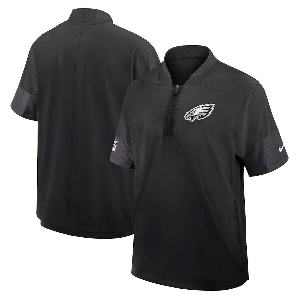Nike Philadelphia Eagles Sideline Short Sleeve Quarter-Zip Dri-FIT Coach Jacket Black