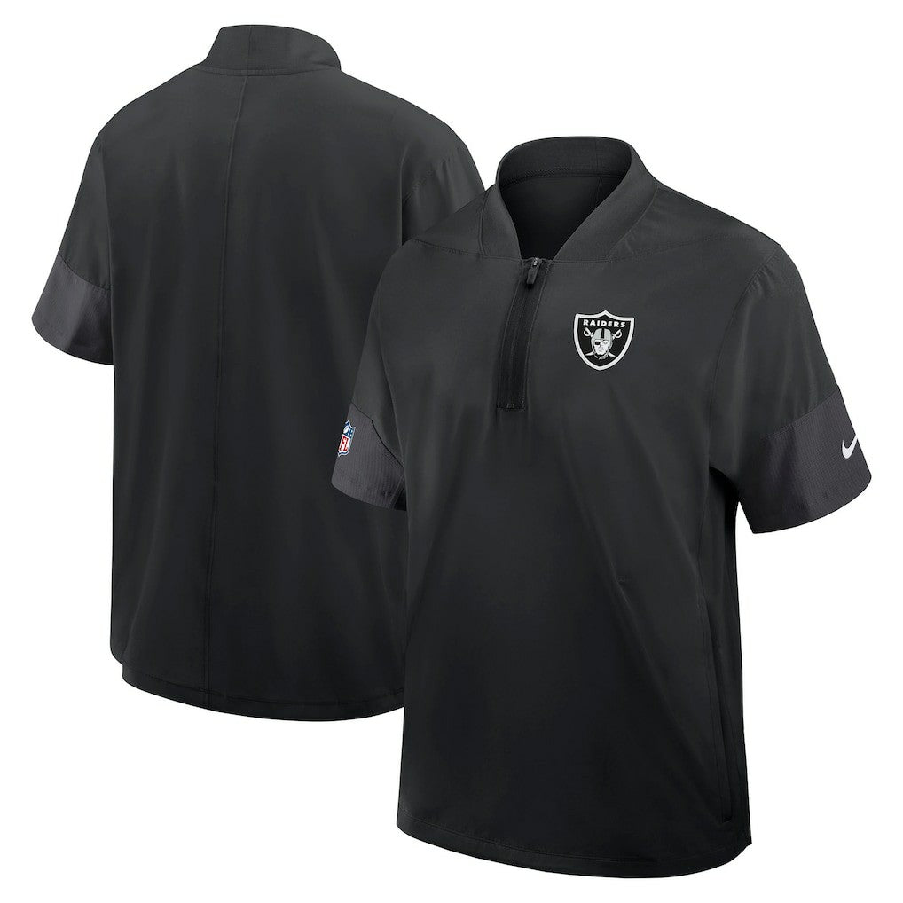 Nike Las Vegas Raiders Sideline Short Sleeve Quarter-Zip Dri-FIT Coach Jacket Black