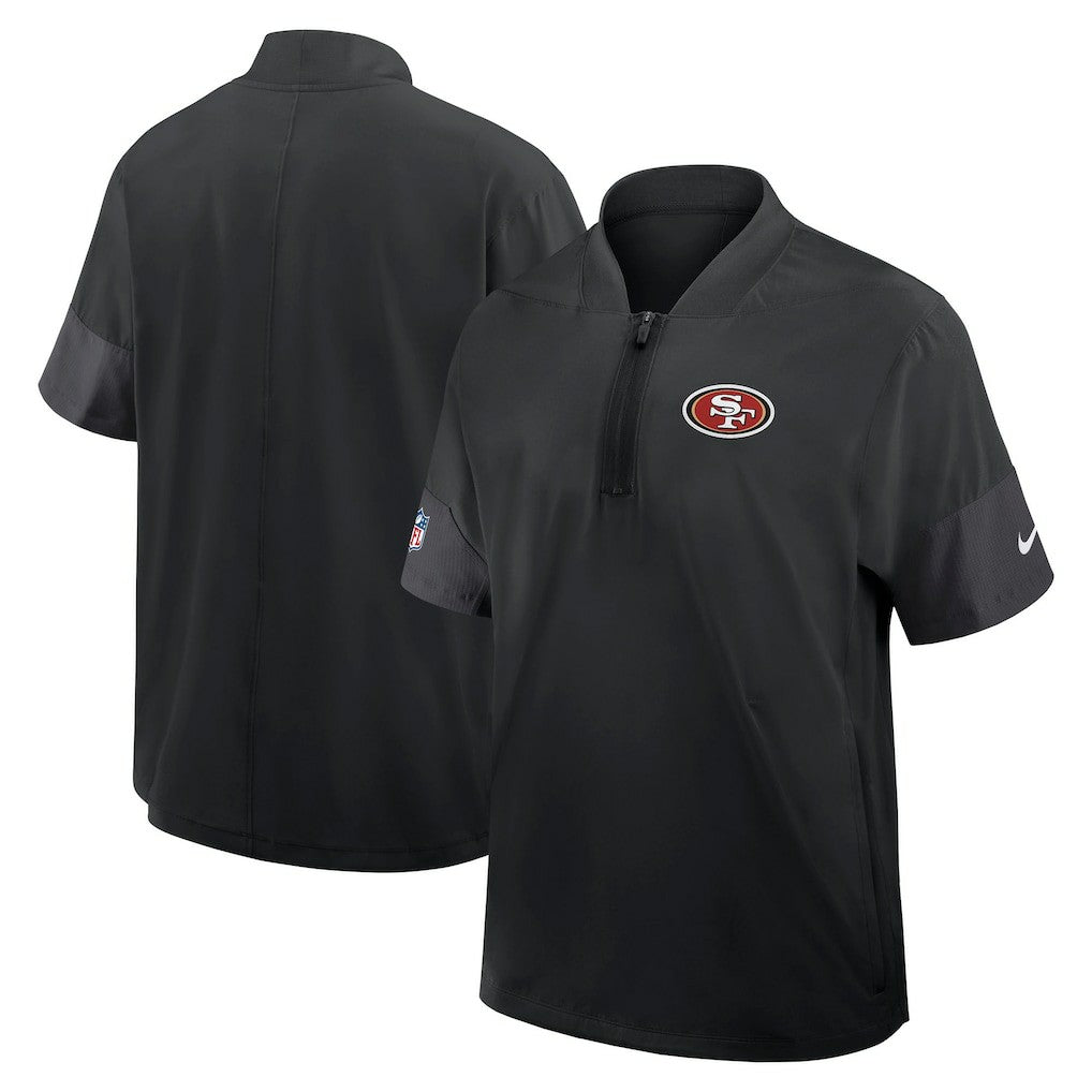 Nike San Francisco 49ers Sideline Short Sleeve Quarter-Zip Dri-FIT Coach Jacket Black