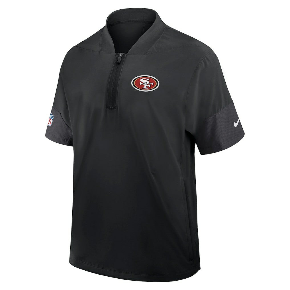 Nike San Francisco 49ers Sideline Short Sleeve Quarter-Zip Dri-FIT Coach Jacket Black
