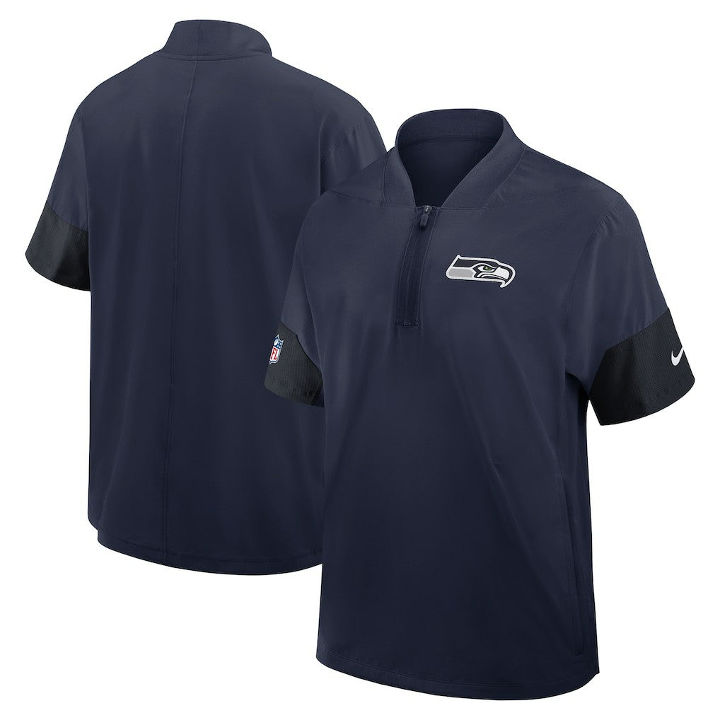 Nike Seattle Seahawks Sideline Short Sleeve Quarter-Zip Dri-FIT Coach Jacket College Navy