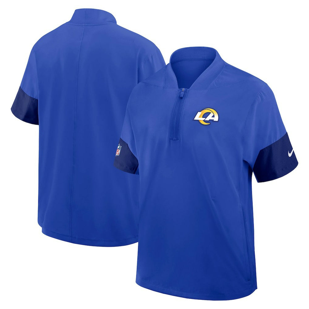 Nike Los Angeles Rams Sideline Short Sleeve Quarter-Zip Dri-FIT Coach Jacket Royal