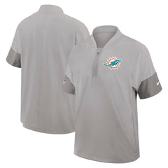 Nike Miami Dolphins Sideline Short Sleeve Quarter-Zip Dri-FIT Coach Jacket Gray