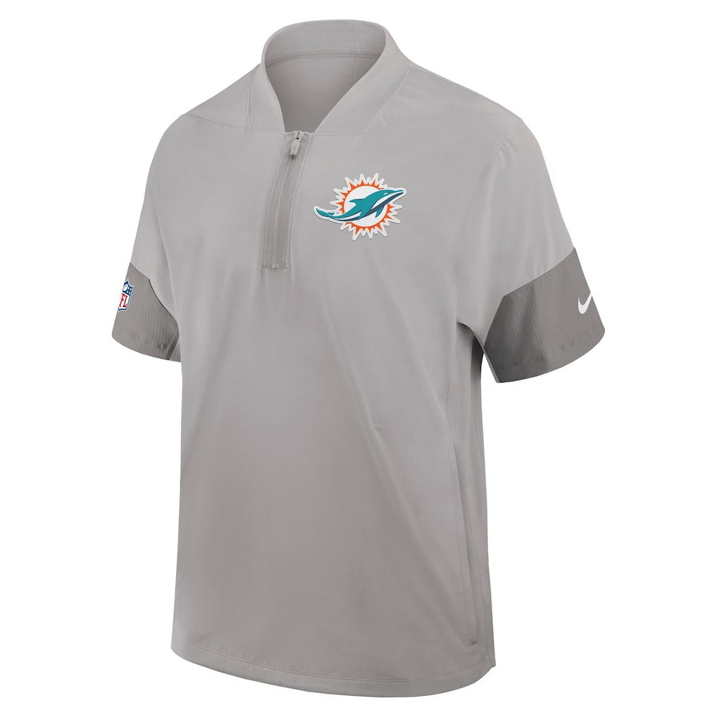 Nike Miami Dolphins Sideline Short Sleeve Quarter-Zip Dri-FIT Coach Jacket Gray