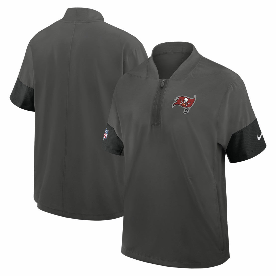 Nike Tampa Bay Buccaneers Sideline Short Sleeve Quarter-Zip Dri-FIT Coach Jacket Pewter