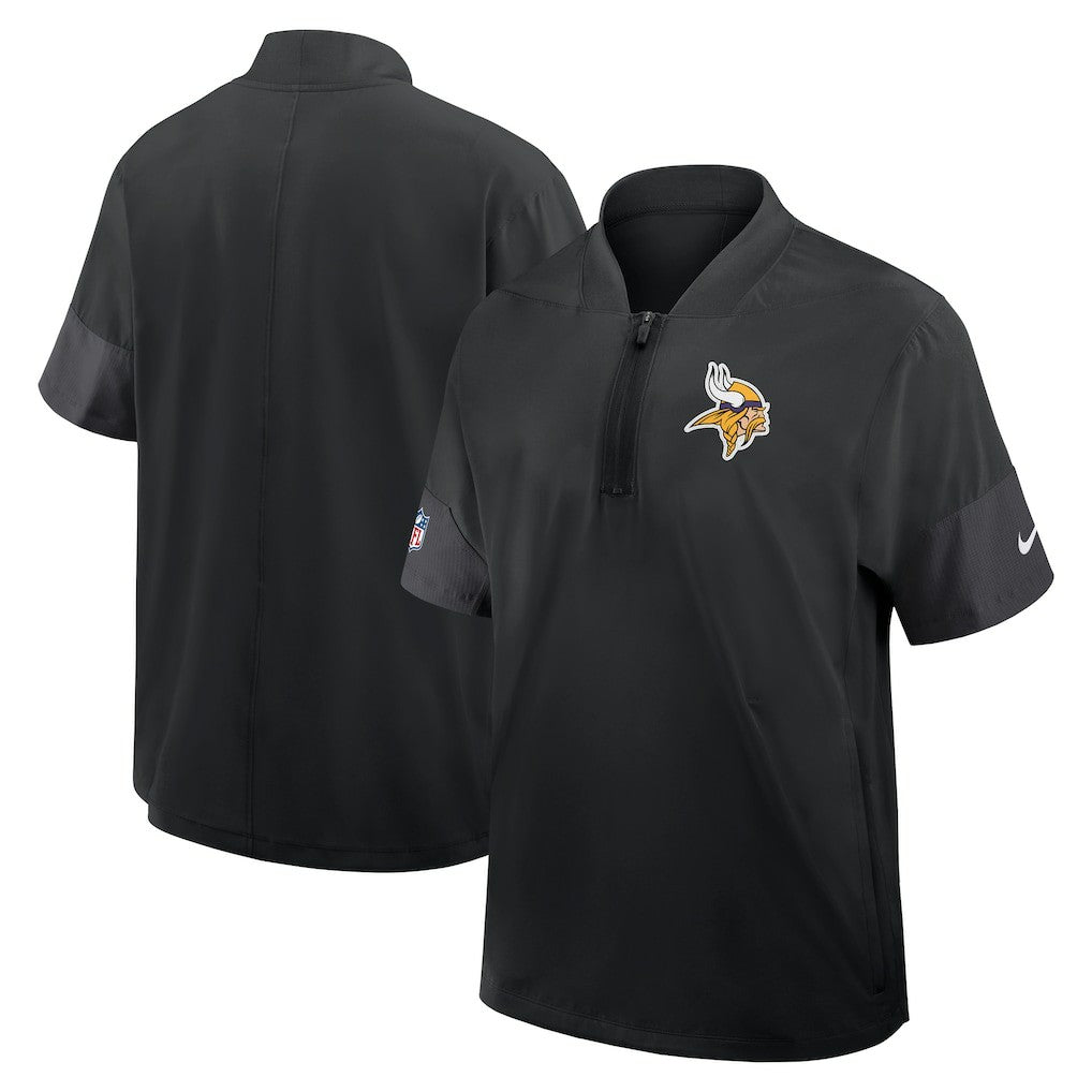 Nike Minnesota Vikings Sideline Short Sleeve Quarter-Zip Dri-FIT Coach Jacket Black