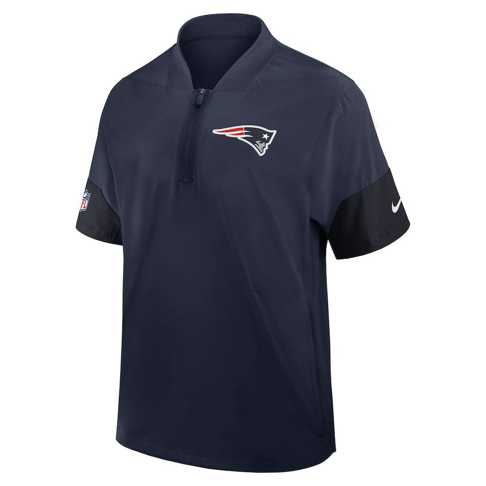 Nike New England Patriots Sideline Short Sleeve Quarter-Zip Dri-FIT Coach Jacket Navy