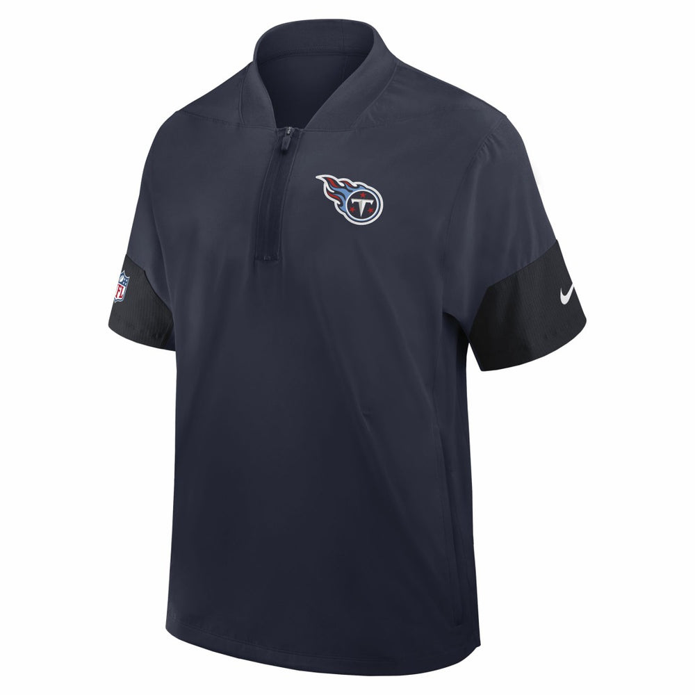 Nike Tennessee Titans Sideline Short Sleeve Quarter-Zip Dri-FIT Coach Jacket Navy