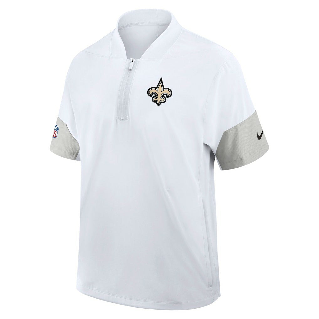 Nike New Orleans Saints Sideline Short Sleeve Quarter-Zip Dri-FIT Coach Jacket White