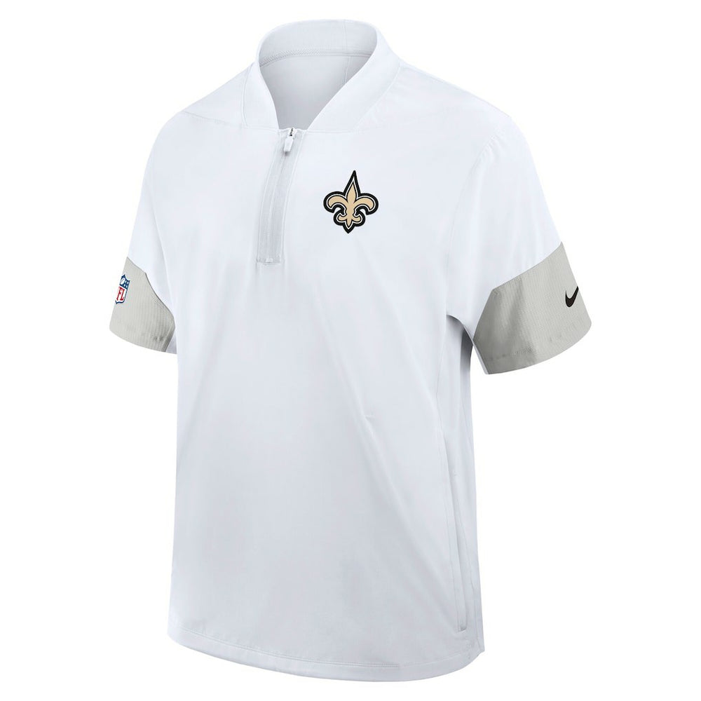 Nike New Orleans Saints Sideline Short Sleeve Quarter-Zip Dri-FIT Coach Jacket White