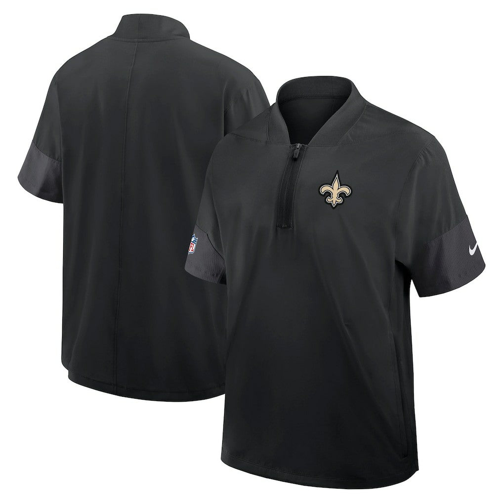 Nike New Orleans Saints Sideline Short Sleeve Quarter-Zip Dri-FIT Coach Jacket Black