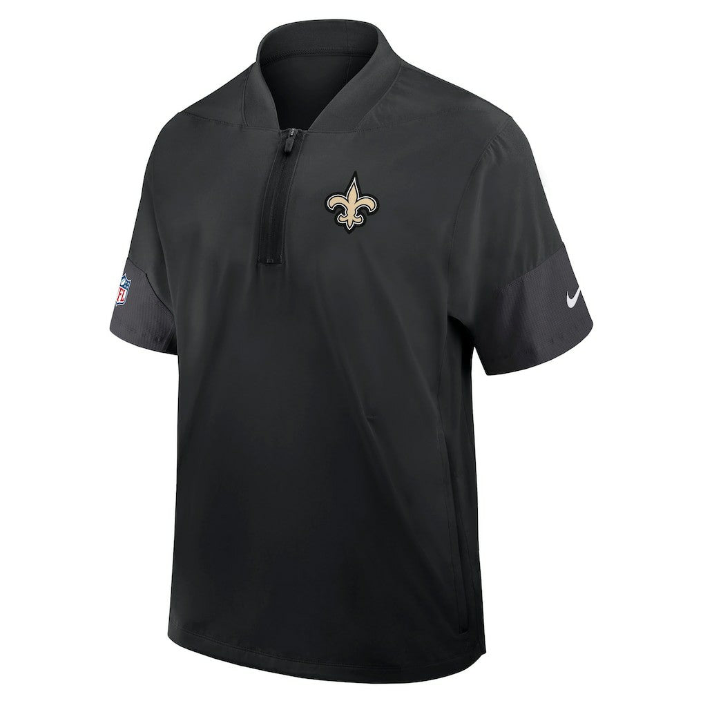 Nike New Orleans Saints Sideline Short Sleeve Quarter-Zip Dri-FIT Coach Jacket Black