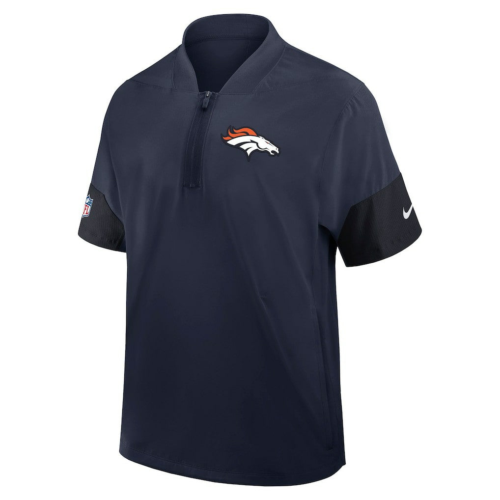 Nike Denver Broncos Sideline Short Sleeve Quarter-Zip Dri-FIT Coach Jacket Navy