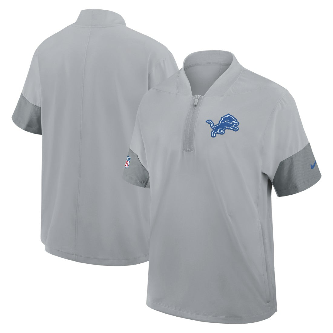 Nike Detroit Lions Sideline Short Sleeve Quarter-Zip Dri-FIT Coach Jacket Gray